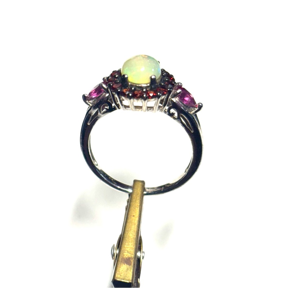 Sterling Silver .95 Opal Opalescent Garnet ring 9 vintage style - Picture 3 of 12